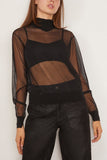 Maria McManus Sheer Mock Neck Top in Black