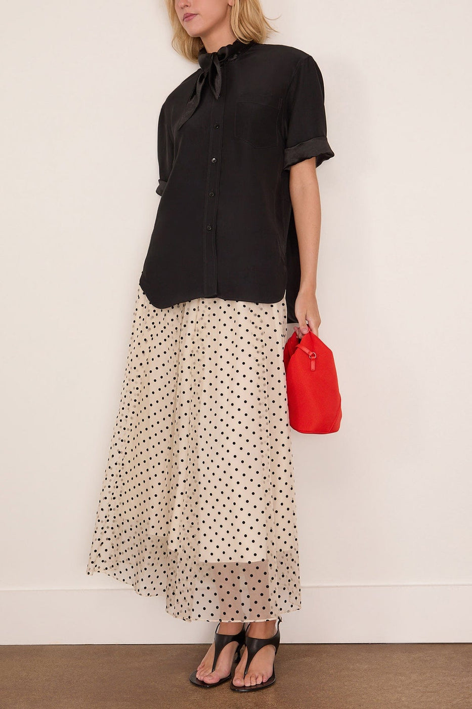 Maria McManus Short Sleeve Tie Shirt in Black