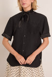 Maria McManus Short Sleeve Tie Shirt in Black