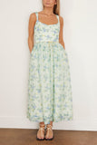 Markarian Cocktail Dresses Apple Corset Midi Dress in Blue and Green Floral Organza Markarian Apple Corset Midi Dress in Blue and Green Floral Organza