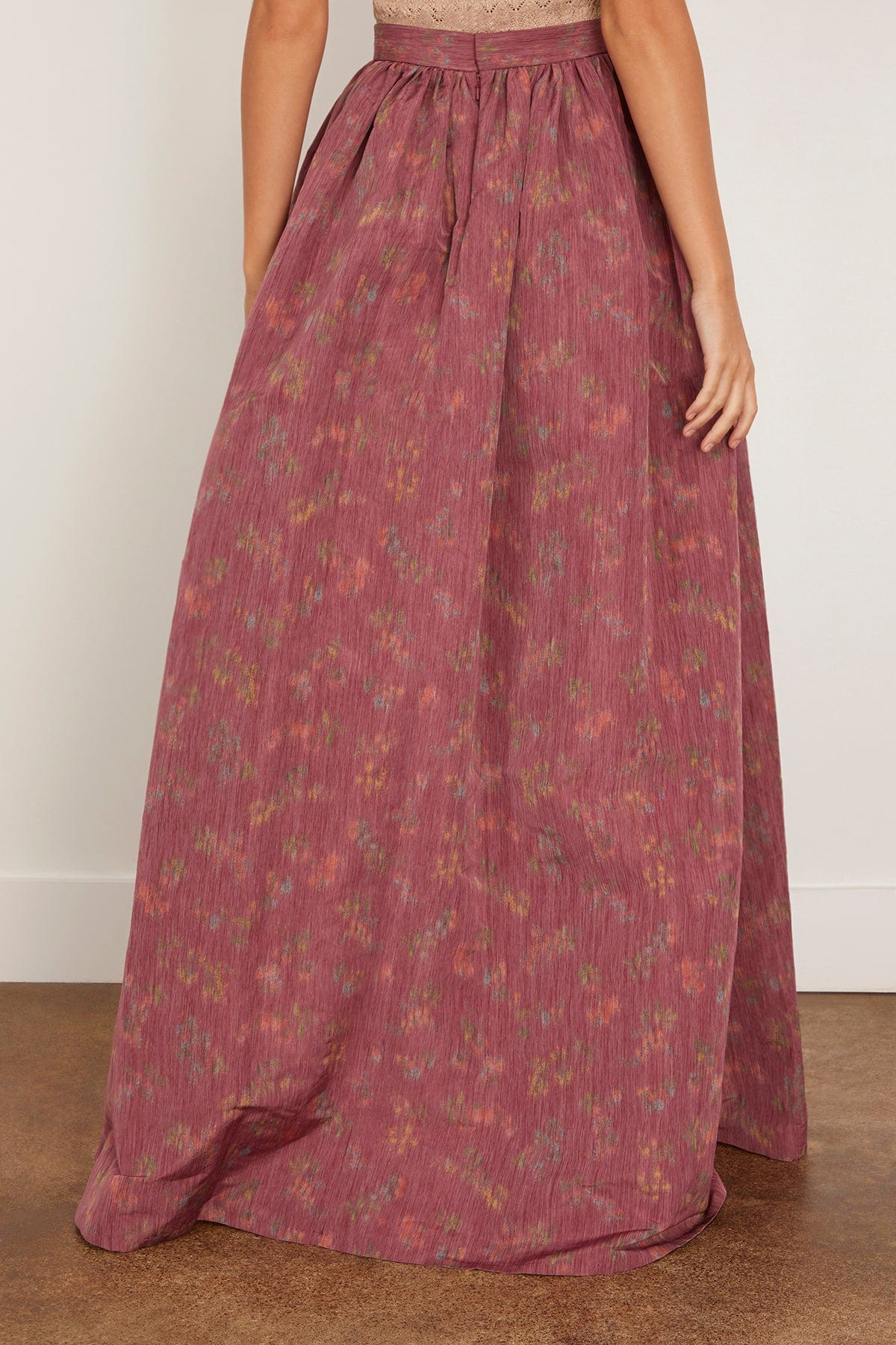 Markarian Morgaine Gown Length Full Skirt in Raspberry Floral Ikat