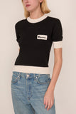 Marni Short Sleeve Crewneck Sweater in Black