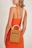 Marni Raffia Mini Tote Bag in Raw Sienna/Natural