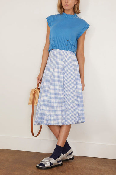 Marni Skirts Checked Seersucker Skirt in Light Blue Checked Seersucker Skirt in Light Blue