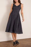 Marni Denim Midi Balloon Dress in Blue/Black