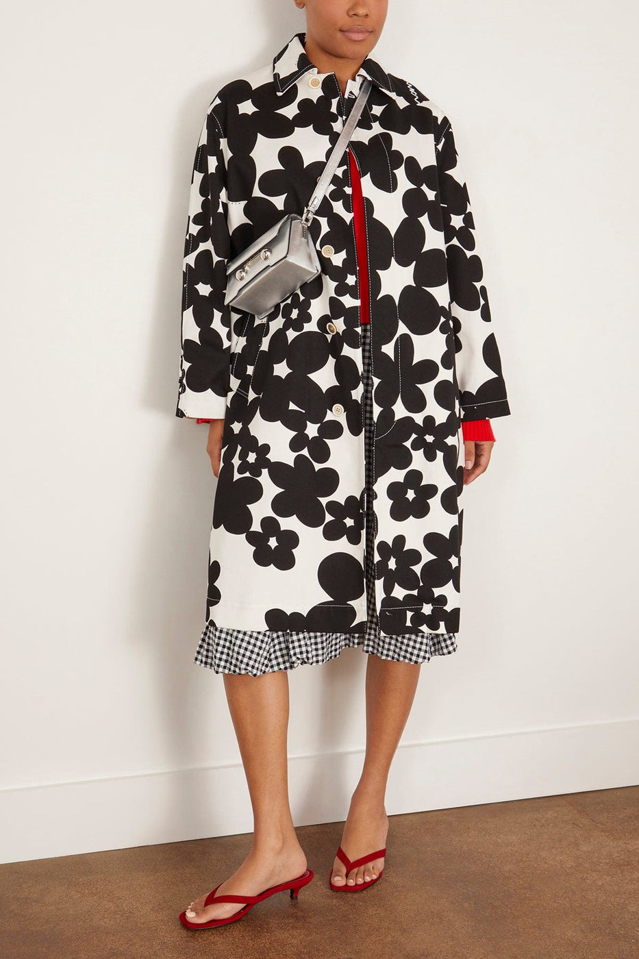 Marni Coats Dillies Print Duster Coat in Black Dillies Print Duster Coat in Black