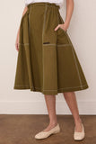 Marni Gathered Waist Midi Skirt in Musk