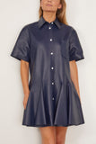 Marni Leather Dress in Blue Nappa