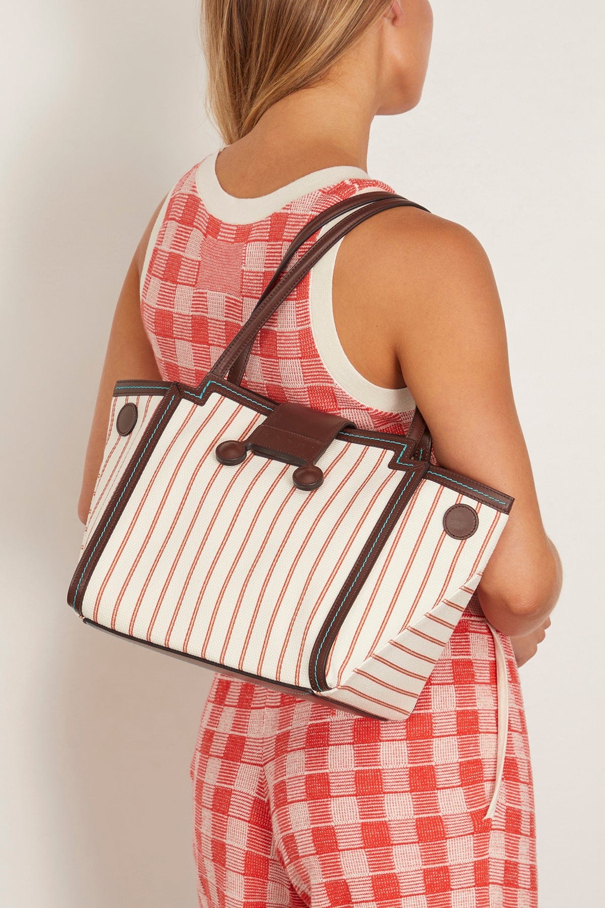 Marni Shoulder Bags Mini Riviera Bag in Hot Red/Lily White Marni Mini Riviera Bag in Hot Red/Lily White