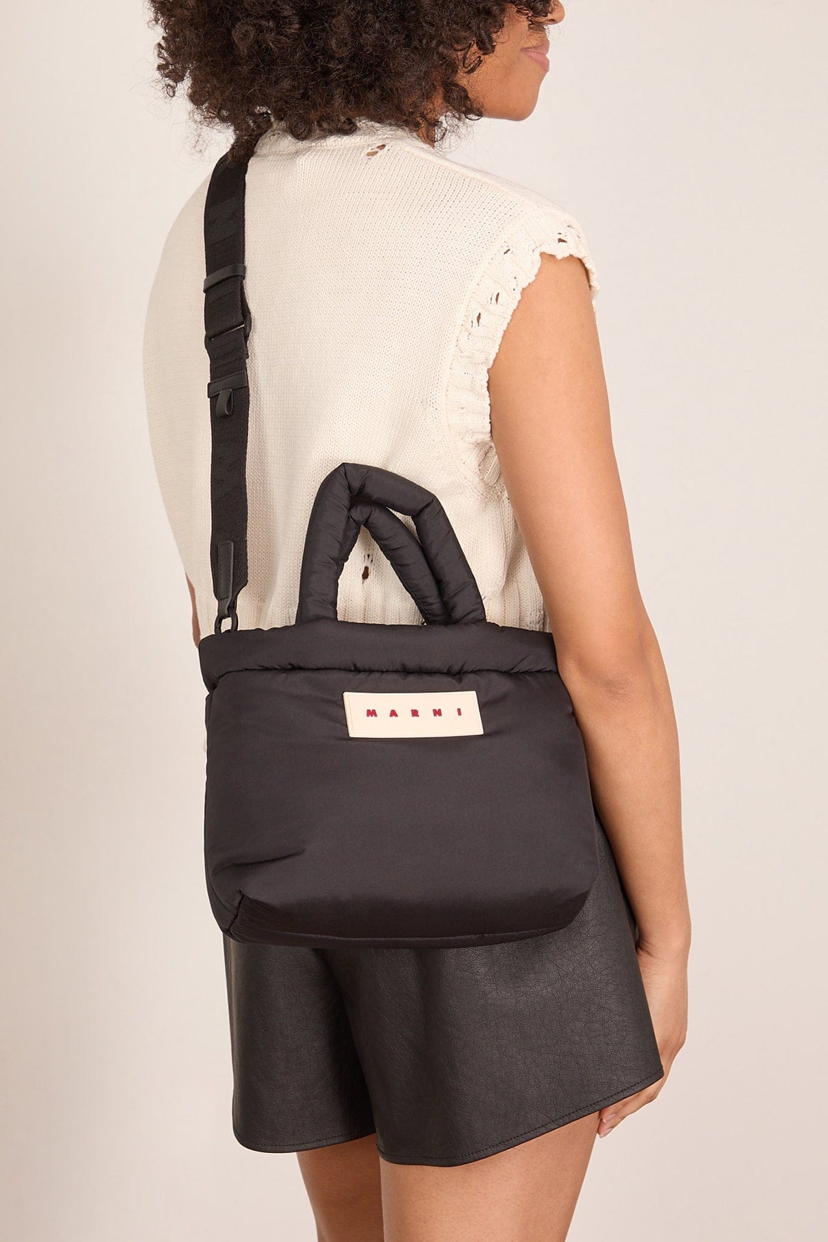 Marni Nylon Puff Small Tote Bag in Black