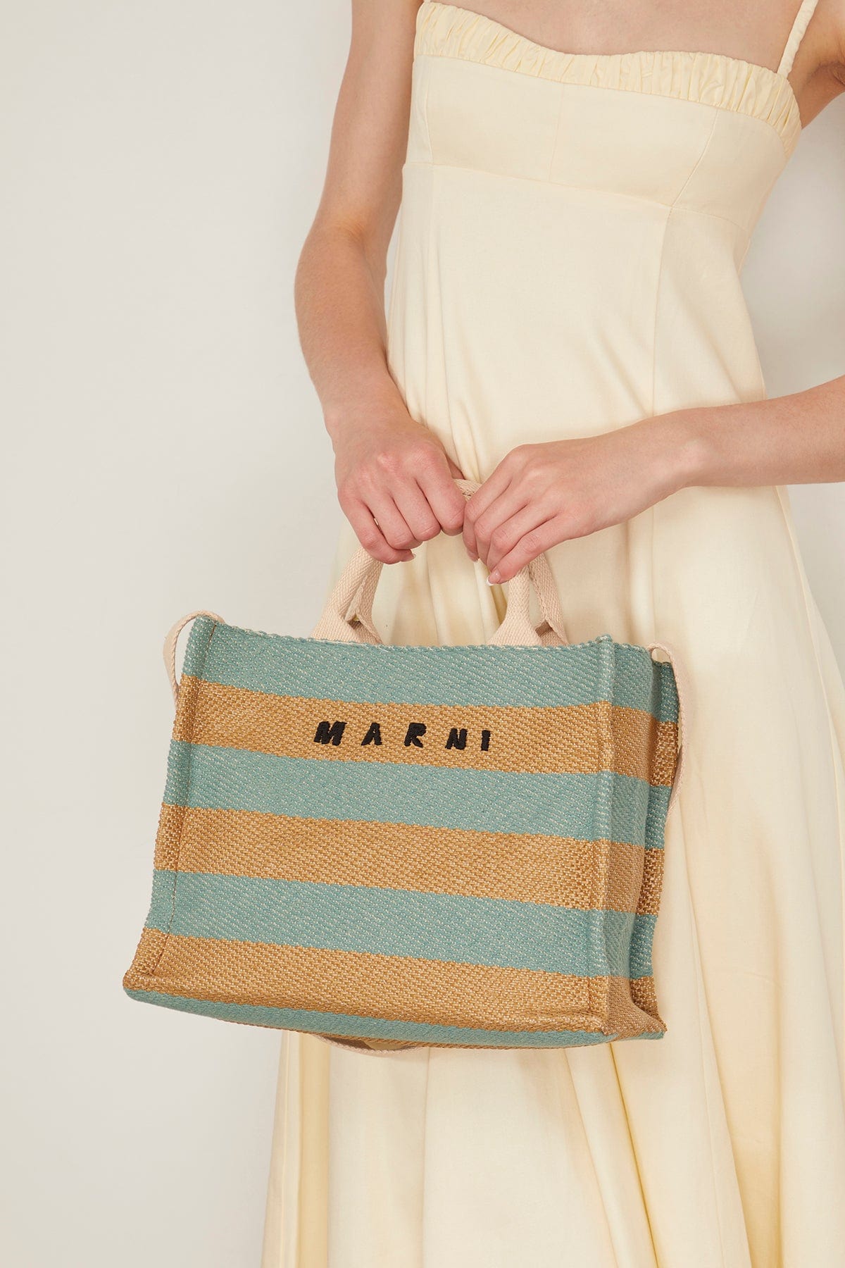 Marni Tote Bags Raffia Small Tote Bag in Raw Sienna/Pale Mint Marni Raffia Small Tote Bag in Raw Sienna/Pale Mint