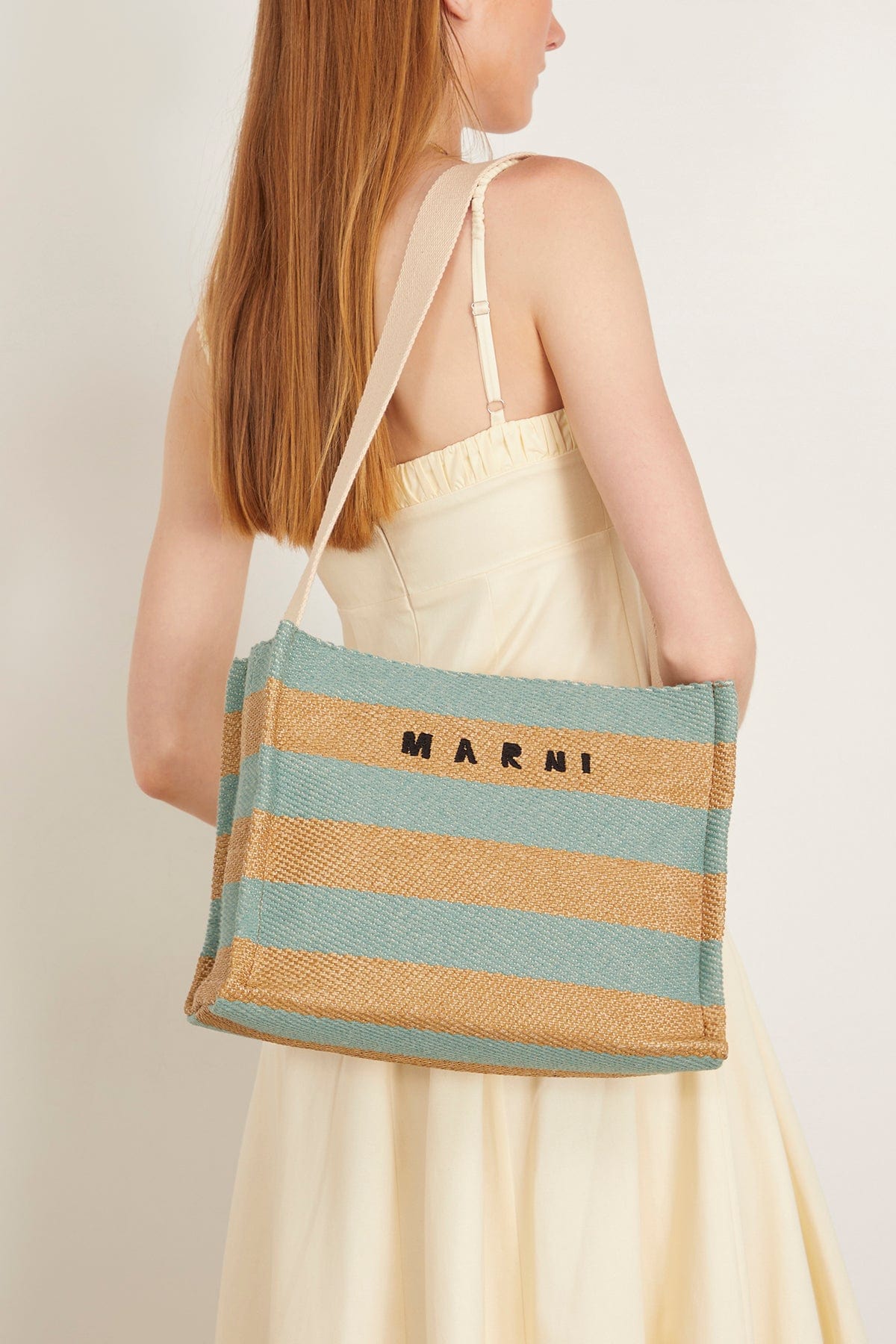 Marni Tote Bags Raffia Small Tote Bag in Raw Sienna/Pale Mint Marni Raffia Small Tote Bag in Raw Sienna/Pale Mint