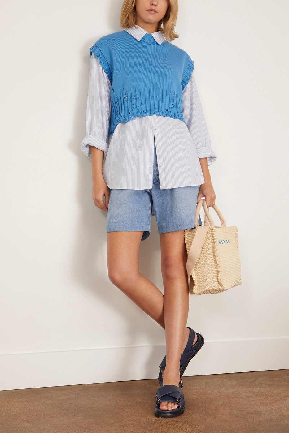 Marni Sweaters Roundneck Sweater in Azure Roundneck Sweater in Azure