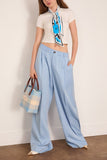 Marni Satin Wide Leg Trousers in Light Blue