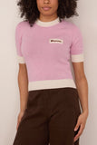 Marni Short Sleeve Crewneck Sweater in Pink Gummy