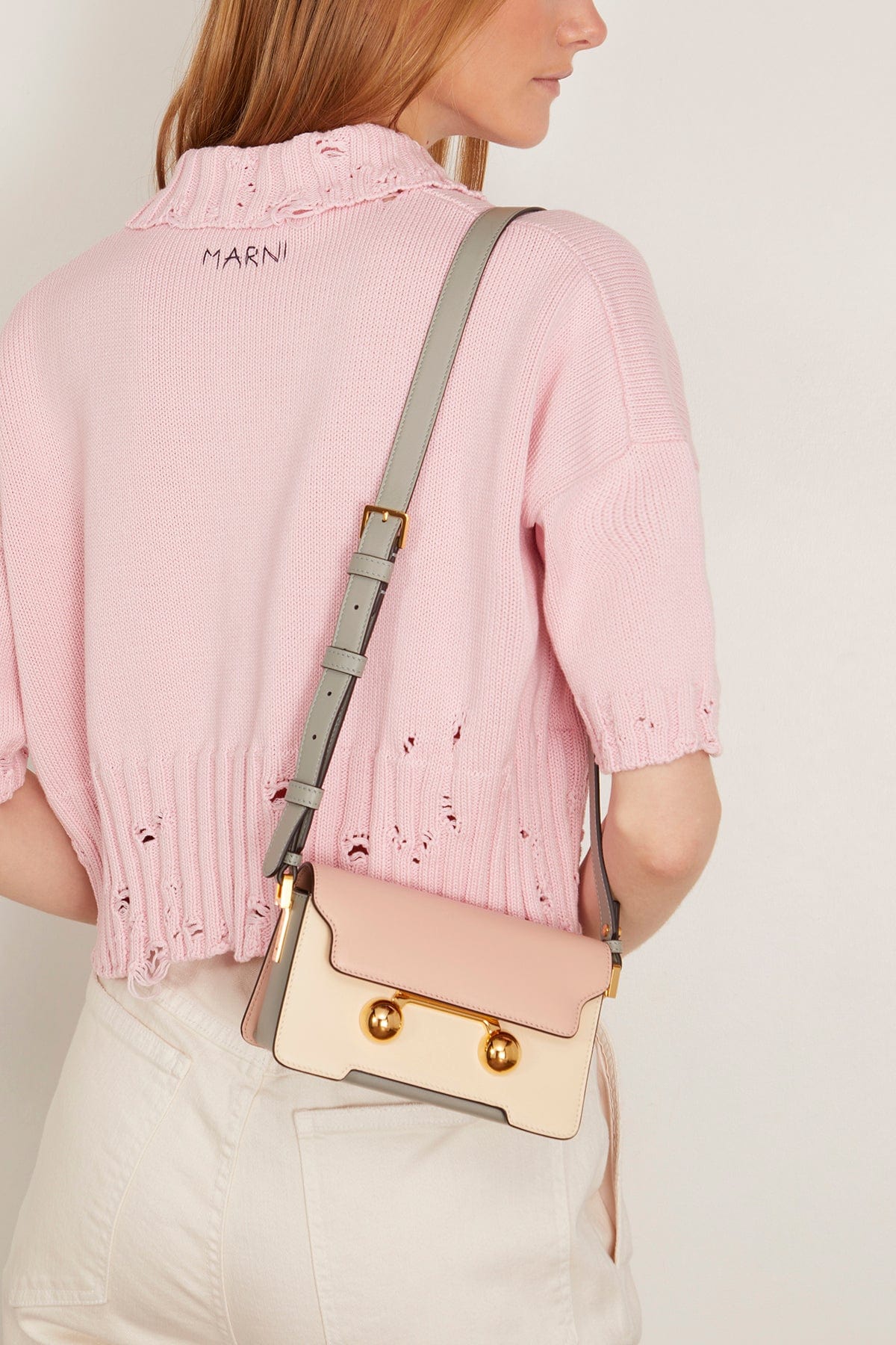 Marni Shoulder Bags Trunkaroo Mini Shoulder Bag in Camelia/Shell/Storm Marni Trunkaroo Mini Shoulder Bag in Camelia/Shell/Storm