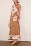 Alemais Marva Crochet Halter Midi Dress in Multi
