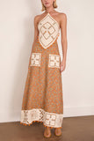 Alemais Marva Crochet Halter Midi Dress in Multi