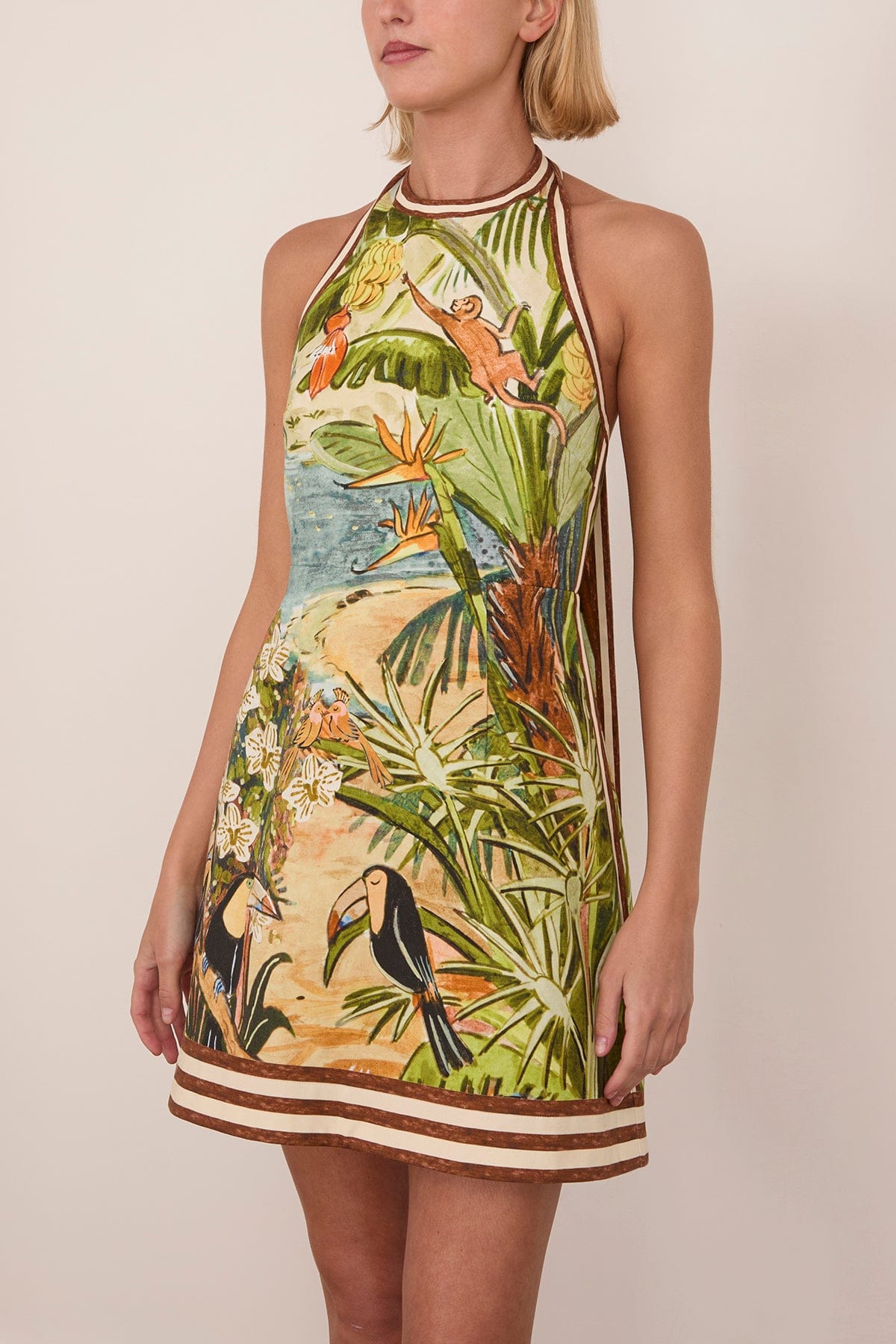 Alemais Toucan Tango Halter Mini Dress in Multi – Hampden Clothing