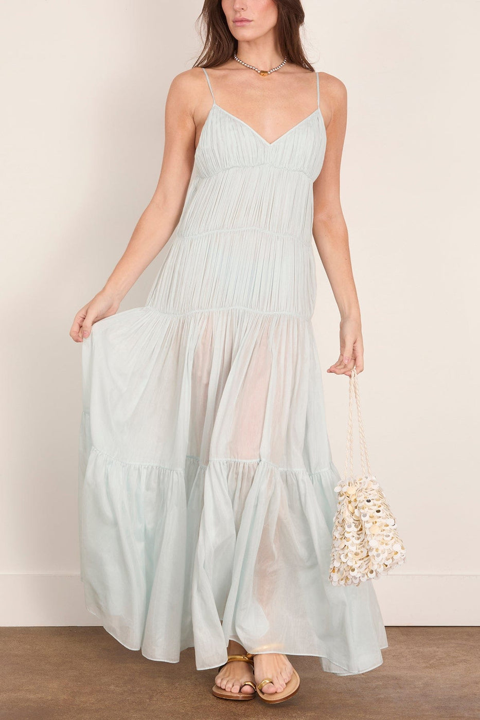 MORE NOIR Willow Dress in Pearl Blue