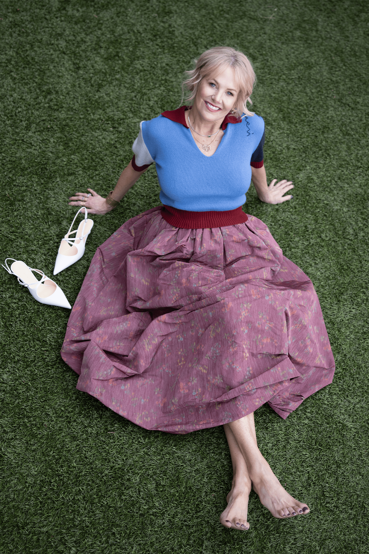 Markarian Morgaine Gown Length Full Skirt in Raspberry Floral Ikat