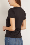 Nili Lotan Tops Carol V-Neck Tee Shirt in Jet Black Nili Lotan Carol V-Neck Tee Shirt in Jet Black