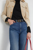Nili Lotan Gabriele Belt in Black with Antique Gold Buckle