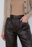 Nili Lotan Gabriele Belt in Espresso with Antique Gold Buckle