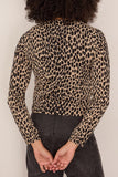 Nili Lotan Keelah Cardigan in Taupe/Black Cheetah