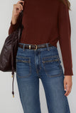 Nili Lotan Louise Belt in Dark Brown with Shiny Brass Buckle