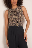 Nili Lotan Nessa Sweater Tank in Taupe/Black Cheetah