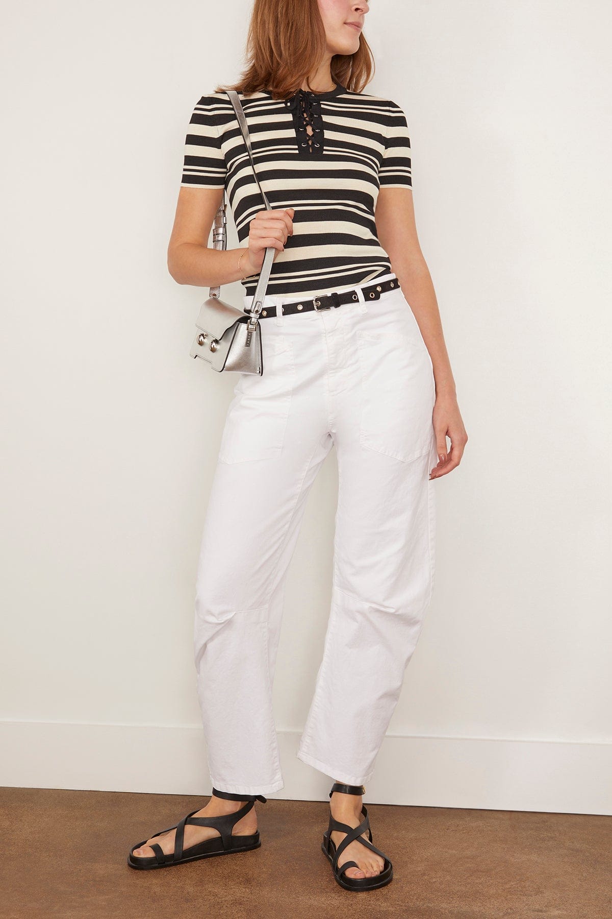 Nili Lotan Oaklynn Sweater in Black/Ivory Stripe