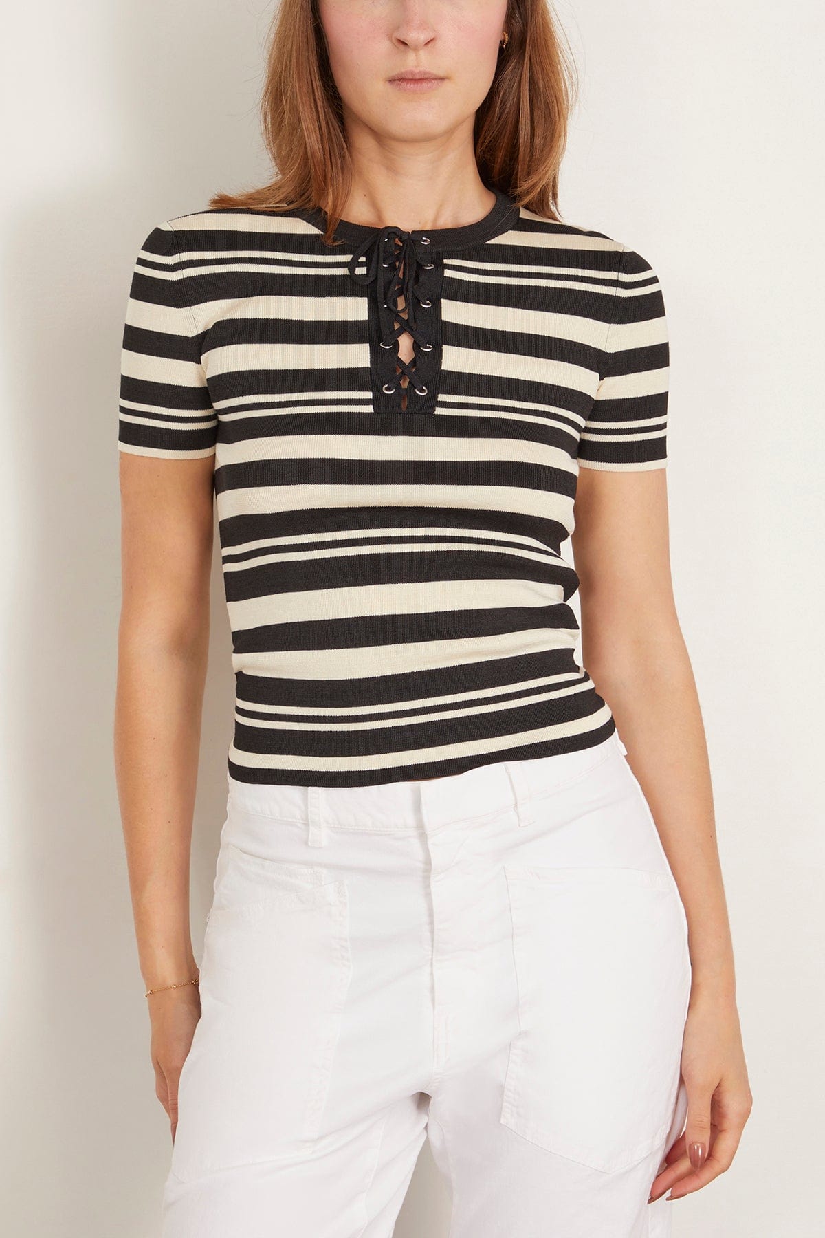 Nili Lotan Oaklynn Sweater in Black/Ivory Stripe