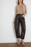 Nili Lotan Shon Leather Pant in Dark Brown