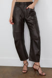 Nili Lotan Shon Leather Pant in Dark Brown