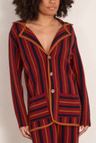 Paula Aurora Knitted Blazer in Red Stripes