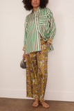 Paula Marie Silk Twill Shirt in Green Stripes