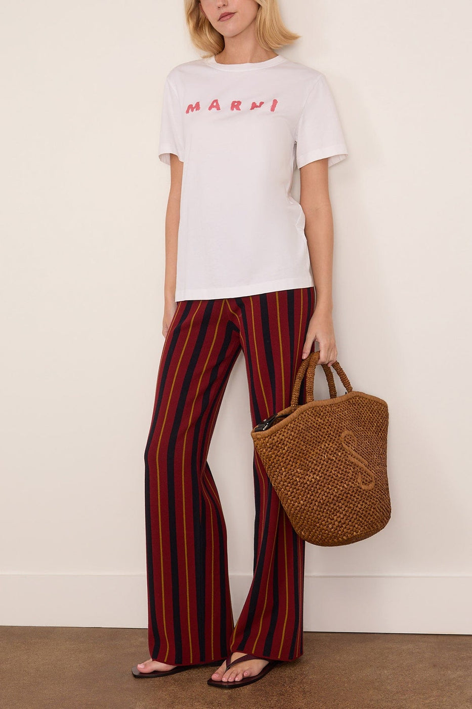 Paula Mira Knitted Pant in Red Stripes