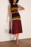 Paula Rian Knitted Open Back Dress in Multi Stripes