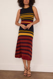 Paula Rian Knitted Open Back Dress in Multi Stripes