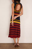 Paula Rian Knitted Open Back Dress in Multi Stripes