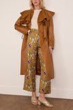 Paula Sonia Silk Twill Pant in Mustard Floral