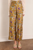 Paula Sonia Silk Twill Pant in Mustard Floral