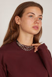Plan C Double Chain Necklace with Rib in Nikel Lucido