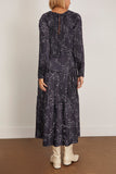 Pleated Dress in White Flower / Blue Base
