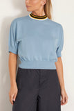 Plan C Tops Short Sleeve Knit Top in Sky Blue Short Sleeve Knit Top in Sky Blue