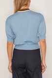 Plan C Tops Short Sleeve Knit Top in Sky Blue Short Sleeve Knit Top in Sky Blue