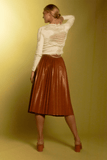 MM6 Maison Margiela Pleated Faux Leather Skirt in Caramel