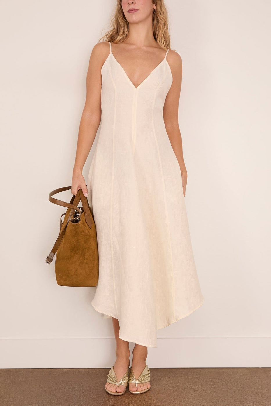 proenza schouler beige dress proenza schouler midi dress Proenza Schouler Elaine Dress in Ecru Hampden Clothing