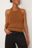 Proenza Schouler Tops Leona Ribbon Knit Top in Ochre Proenza Schouler Leona Ribbon Knit Top in Ochre